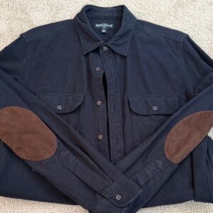 J. Crew Black Casual Button Down Shirt with Brown Elbow Patches - Men’s medium